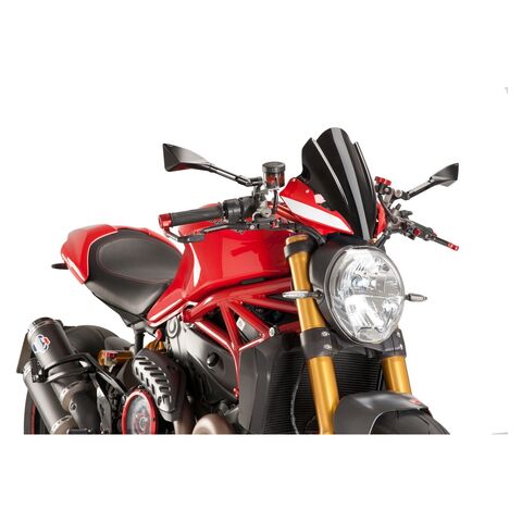 Puig Touring Naked New Generation Windscreen Ducati Monster 797 / 821 / 1200 / S Black [Previously Installed] Bla... [Previously Installed]