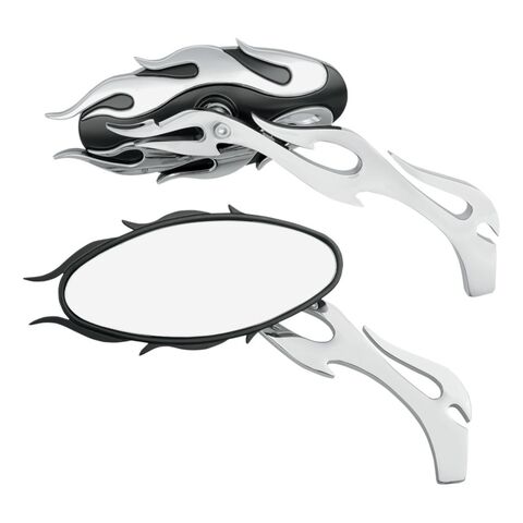 Drag Specialties Oval Flame Mirrors Black/Chrome [Open Box]