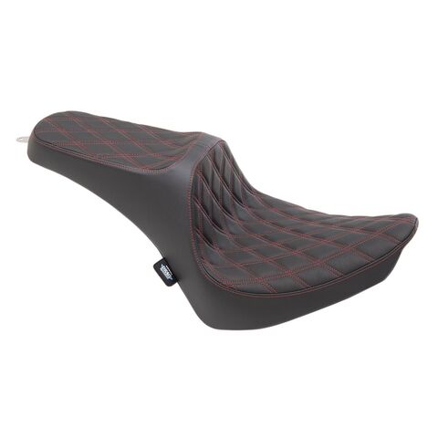 Drag Specialties Predator III Seat For Harley Softail 2000-2017 Double Diamond / Red Stitch [Open Box]