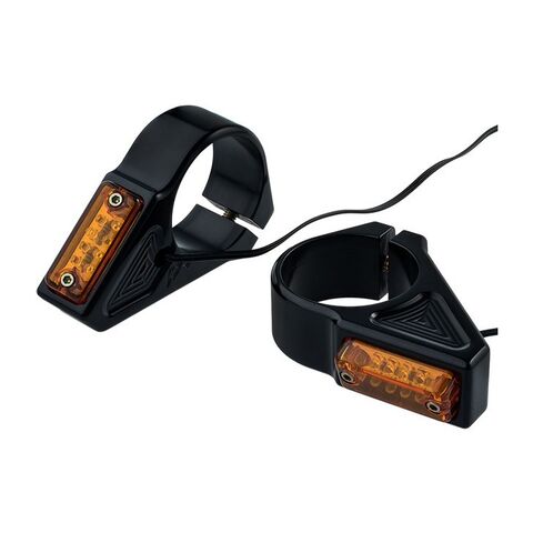 Joker Machine Fork Mount Rectangle Turn Signals For Harley 49MM / Black [Open Box]