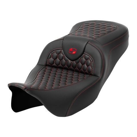Saddlemen Roadsofa HC Honeycomb 2-Up Seat For Harley Touring 2008-2025 Red Stitch / Standard / With B... [Open Box]