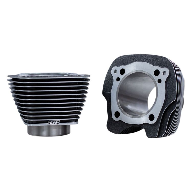 S&S Cycle 4.250" Big Bore Cylinders Black Granite With Highlighted Fins For Harley Milwaukee Eight 2017-2025