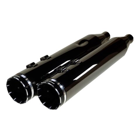Khrome Werks HP-Plus 4 1/2" Slip-On Mufflers For Harley Touring 1995-2025 With Black Turbine Tip / Bl... [Open Box]