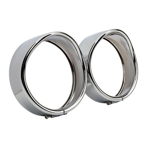 HogWorkz 4.5" Auxiliary Light / Passing Lamp Visor Trim Rings For Harley Chrome [Open Box]