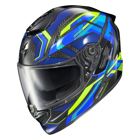 Scorpion EXO ST1400 Evo Hex Helmet Black/Blue/Hi-Viz Yellow / LG [Open Box]