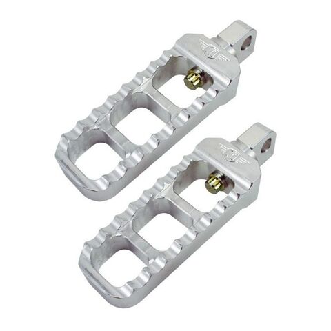 Joker Machine Adjustable Serrated Narrow Foot Pegs For Harley Clear Anodized [Open Box]