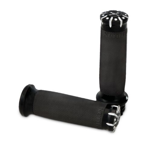 Burly Brand Hawk Billet Grip Set For Harley With Dual Cable Throttle