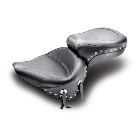 Mustang Wide Touring Smooth Seat For Harley Softail w/ 150mm Rear Tire 2000-2007 Smooth w/ Chrome Stu... [Open Box]