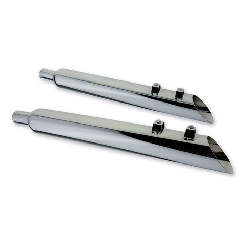Full Boar Reverse Angle Cut 3 1/2" Slip-On Mufflers For Harley Touring 1995-2016 2.5" Baffle / Chrome [Previously Installed]