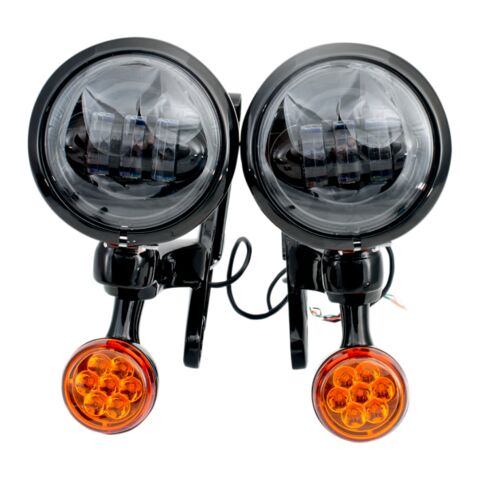 Rivco Light Brackets with LED Auxiliary Lights and Turn Signals For Harley Touring 1994-2025