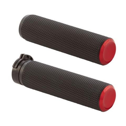 Arlen Ness Anodized Knurled Grips For Harley With Throttle by Wire Red [Open Box]