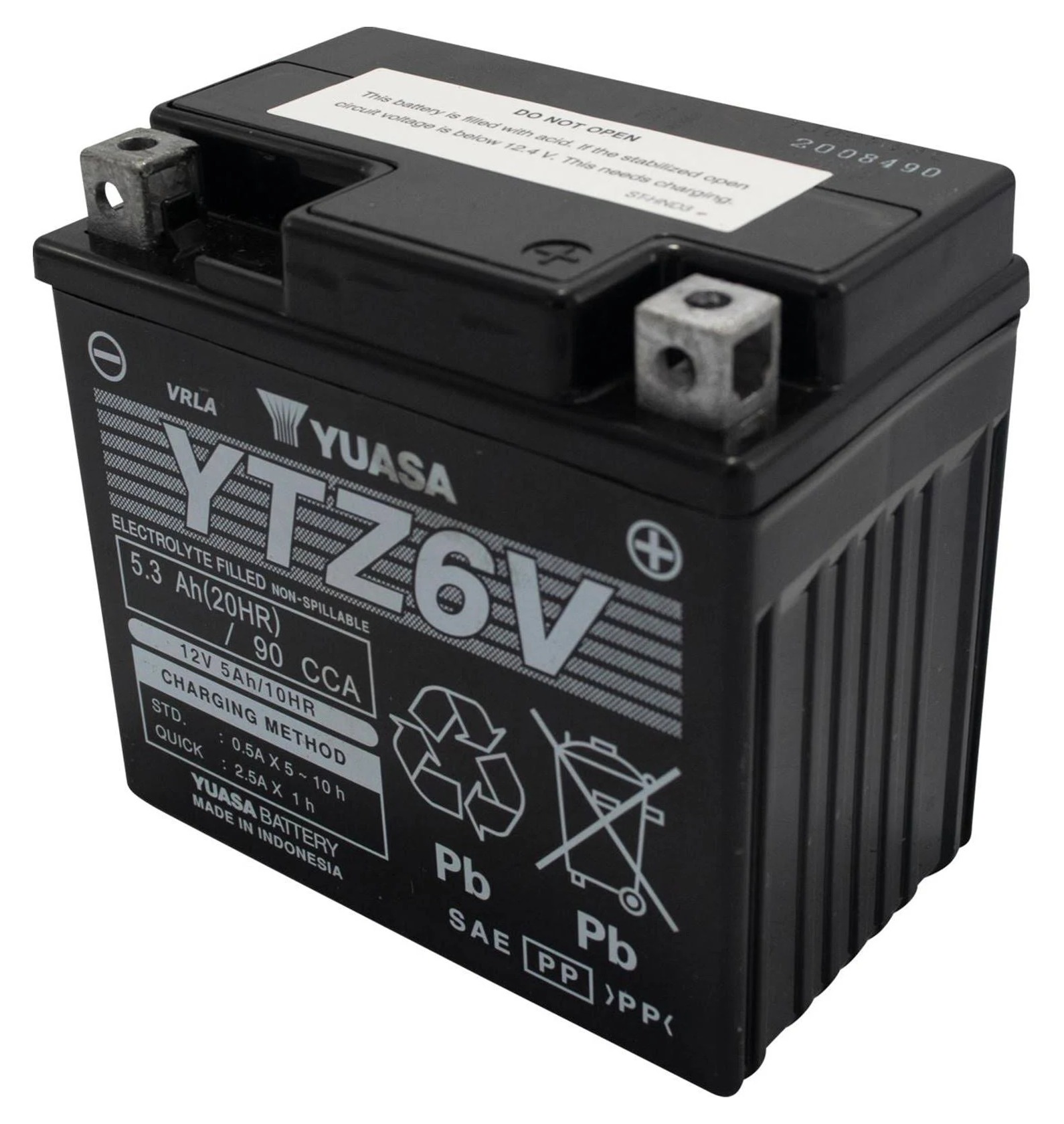 Yuasa YTZ6V Factory Activated AGM Battery | JPCycles.com