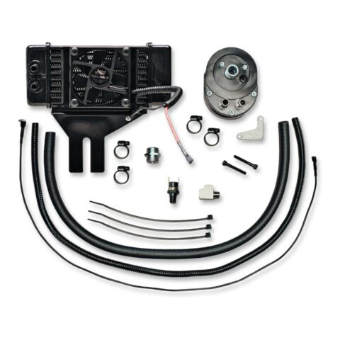 Jagg Oil Coolers Fan-Assisted Low Mount Oil Cooler Kit For Harley Dyna 1999-2017