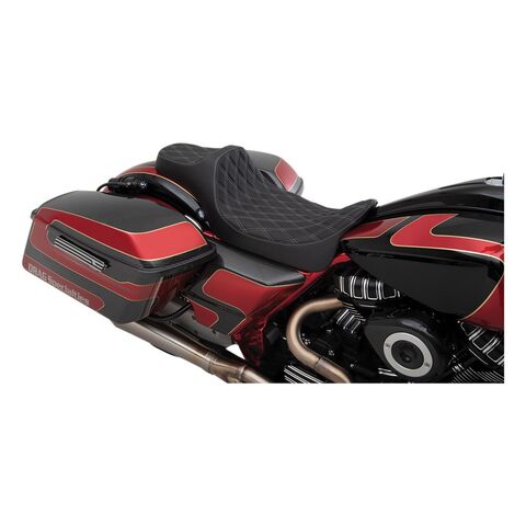 Drag Specialties Predator III Seat For Harley Touring 2008-2025 Double Diamond / Silver Stitch / Stan... [Open Box]