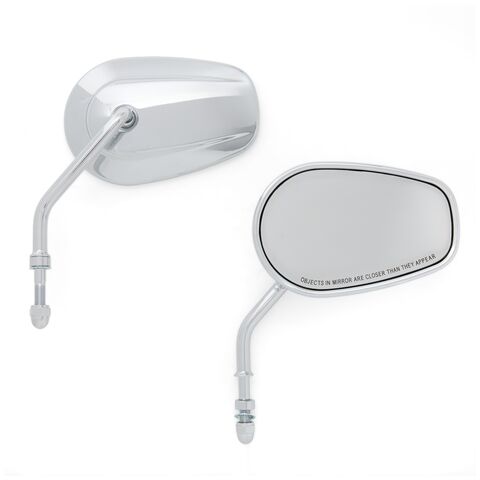 Milwaukee Twins Teardrop OEM Style Mirror Set Short Stem Chrome [Open Box]
