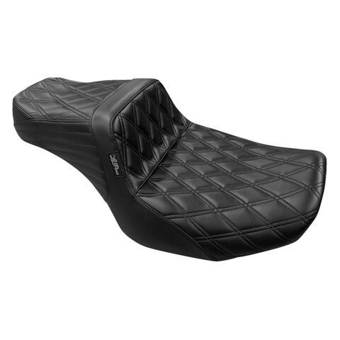 Le Pera TailWhip Double Diamond Stitch 2-Up Seat For Harley FLHX / FLTRX 2023-2026 Daddy Long Legs / Black Stitch [Previously Installed] ... [Open Box]