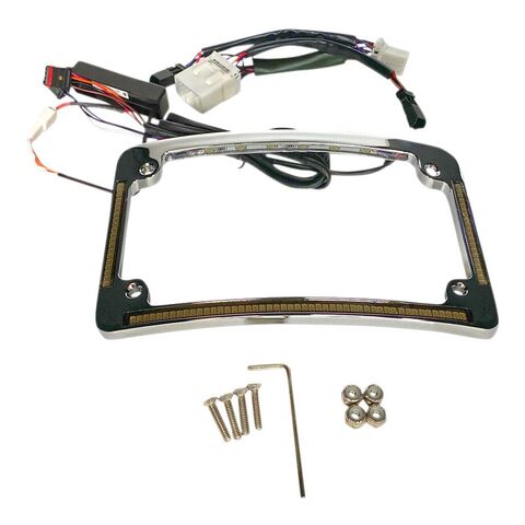 Custom Dynamics Radius Quad License Plate Frame For Harley 1996-2017 Chrome [Previously Installed]