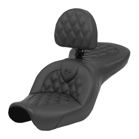 Saddlemen Roadsofa LS Lattice Stitch 2-Up Seat For Harley Dyna 2004-2005 With Backrest [Open Box]