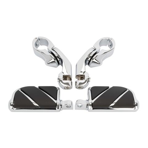 HogWorkz Angled Adjustable Highway Foot Pegs & Clamps Long / 5" / Chrome [Demo - Acceptable]