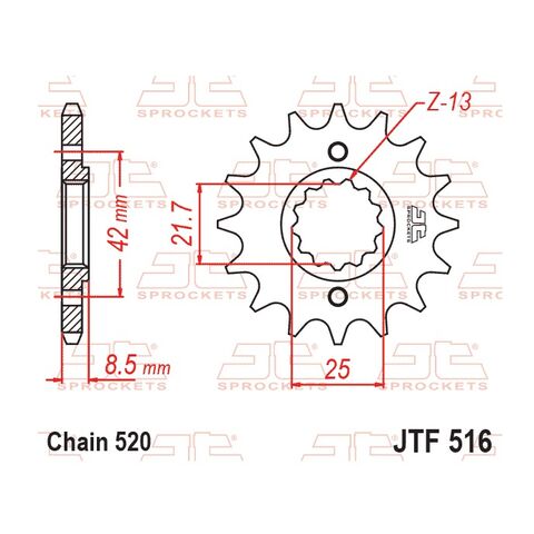 JT Sprockets Front Sprocket Kawasaki / Suzuki 250cc-600cc 1984-2020 13T [Open Box]