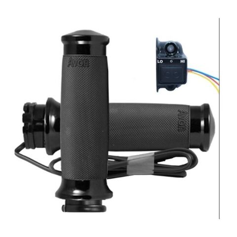 Avon Custom Contour Heated Grips For Harley With Throttle By Wire Anodized Black [Previously Installed]