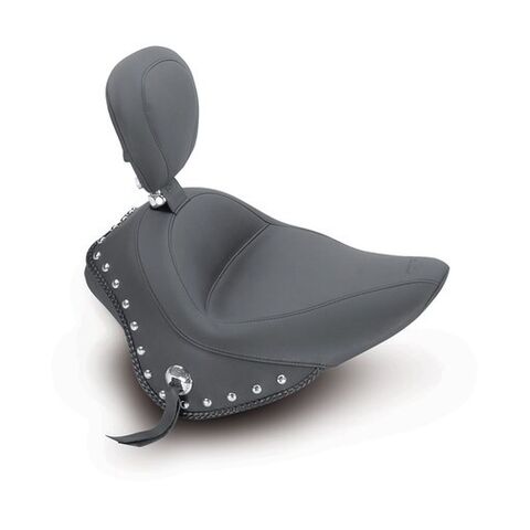 Mustang Wide Touring Solo Seat For Harley Slim / Blackline 2011-2017 Smooth / With Backrest [Blemished - Very Good]