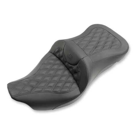 Saddlemen Roadsofa LS Lattice Stitch 2-Up Seat For Harley Touring 2008-2025 Extended Reach / Without Backrest / Black Stitch [Blemished - Good]