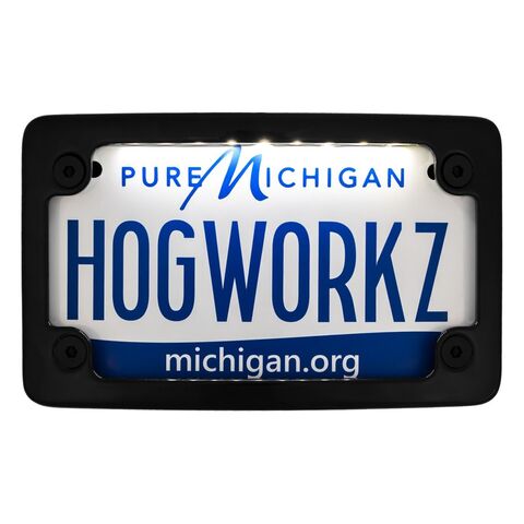 HogWorkz Universal LED Flush License Plate Mount For Harley Black [Demo - Acceptable]