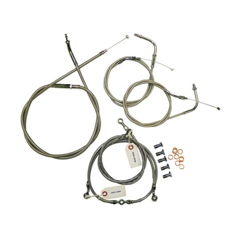 Baron Handlebar Cable And Line Kit Yamaha V Star 1300 2007-2017 12"-14" Bars / Stainless [Blemished - Good]