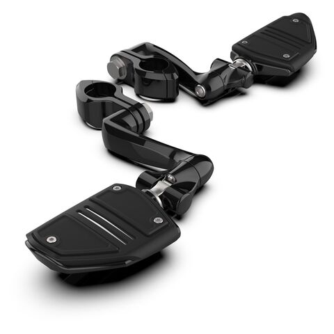Ciro Twin Rail Highway Bar Footrests With Extended Arm Black [Previously Installed]