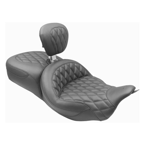 Mustang Super Touring Double Diamond Seat For Harley Touring 2008-2025 Without Backrest / Double Diamond / Black Stitch [Blemished - Good]