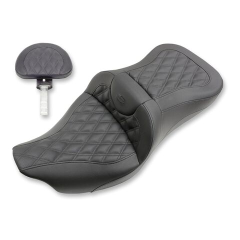 Saddlemen Roadsofa LS Lattice Stitch 2-Up Seat For Harley Touring 2008-2025 Black Stitch / Extended Reach / With... [Previously Installed]