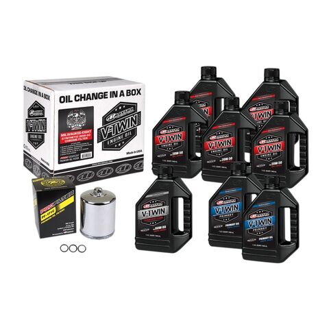 Maxima V-Twin Complete Oil Change Kit For Milwaukee-Eight 2017-2026 Chrome Filter [Open Box]