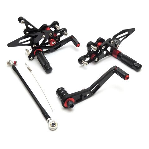 Hotbodies Racing MGP Adjustable Rearsets Suzuki GSXR600 / GSXR750 2006-2026 Black [Previously Installed]