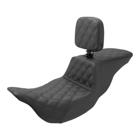 Saddlemen Tour Step-Up LS Lattice Stitch Seat For Harley Touring 2008-2025 Black / Full Lattice Stitch LS w/ Backrest [Blemished - Good]