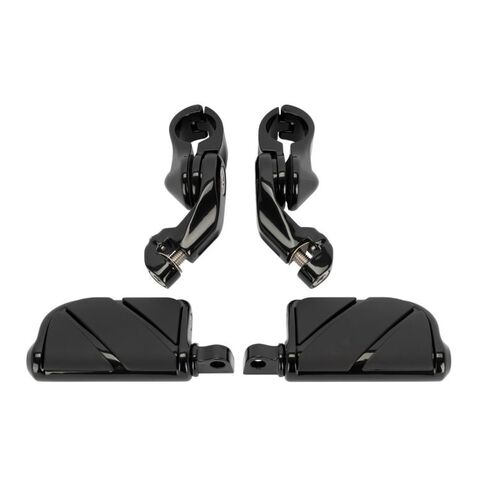 HogWorkz Angled Adjustable Highway Foot Pegs & Clamps Long / 5" / Black [Blemished - Very Good]