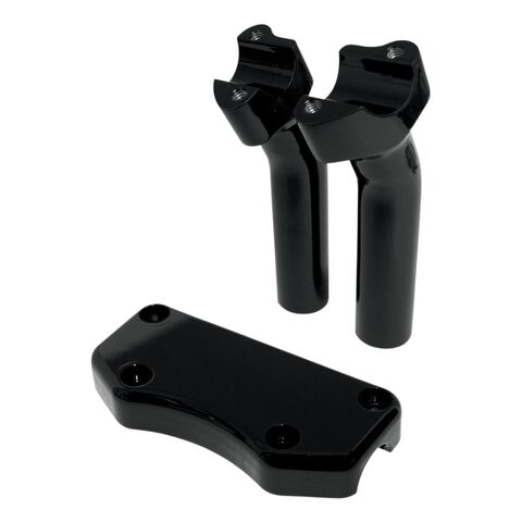 Drag Specialties 1" Handlebar Risers And Top Clamp For Harley 5.5" w/ Pullback / Black [Open Box]