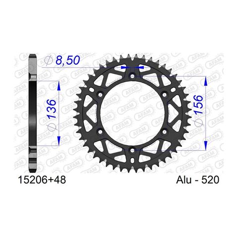 AFAM Rear Aluminum Sprocket Husqvarna / Gas Gas / Sherco / AJP / Beta 125cc-630cc
