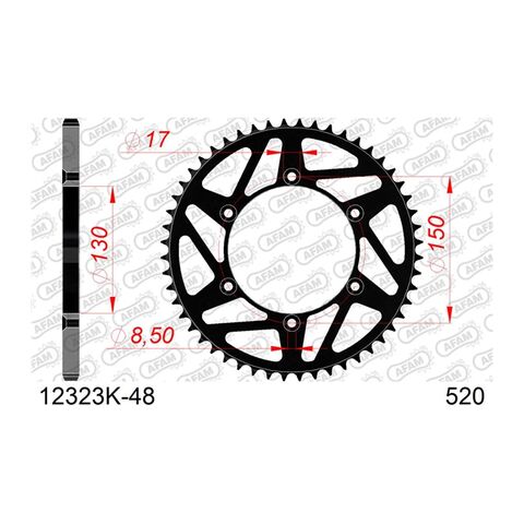AFAM Self Cleaning Rear Steel Sprocket Honda / Yamaha 125cc-450cc