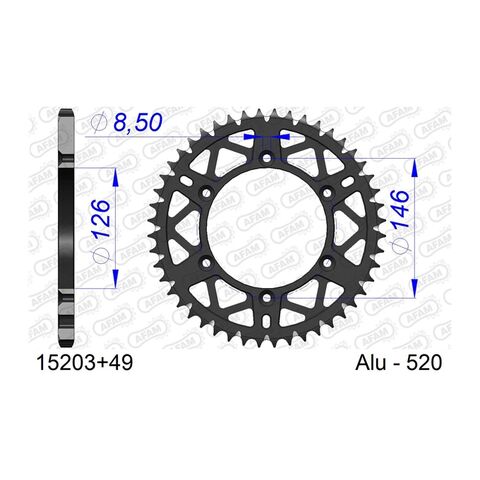 AFAM Rear Aluminum Sprocket Kawasaki / Suzuki 125cc-450cc 1985-2027