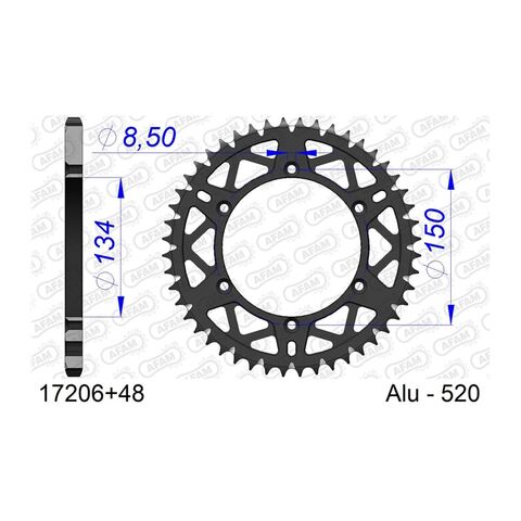 AFAM Rear Aluminum Sprocket Kawasaki / Suzuki 125cc-650cc 1984-2027