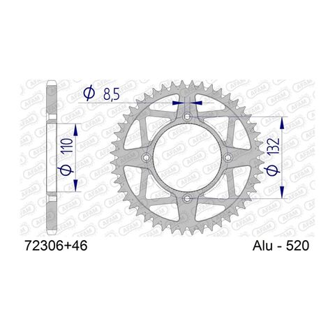 AFAM Rear Aluminum Sprocket KTM 250R Freeride 2014-2017