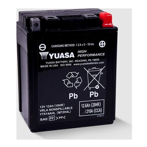 Yuasa YTX14AHL Factory Activated AGM High Performance Battery [Previously Installed]