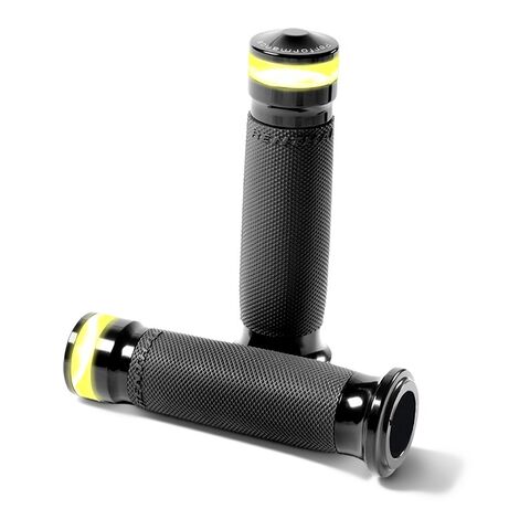 Performance Machine Vision Contour LED Turn Signal Grips Harley Dual Cable Throttle / Black [Open Box]