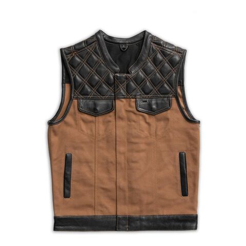 First Manufacturing Hunt Club Leather/Canvas Vest LG / Black/Brown [Blemished - Very Good]