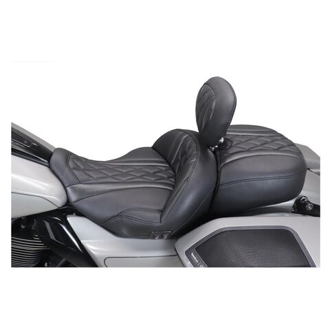 Mustang Super Touring Deluxe Diamond Heated One-Piece 2-Up Seat For Harley FLHX / FLTRX 2023-2026 Bla... [Open Box]