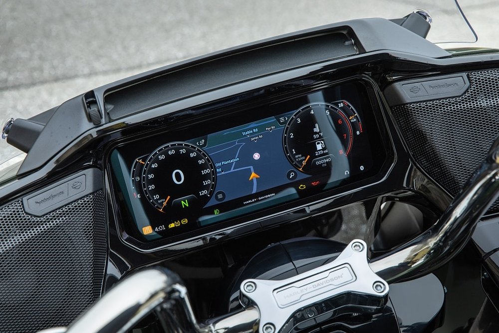 cockpit view of the large, full-color digital display