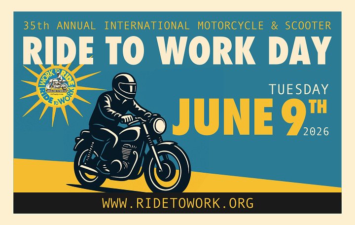 A promotional poster for Ride to Work Day 2026.