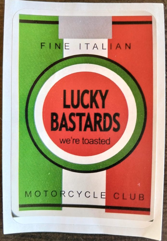 red and green Lucky Bastards logo resembling the old Lucky Strike cigarette logo