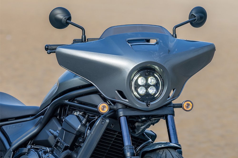 A close up of the Rebel 1100T's front fairing.